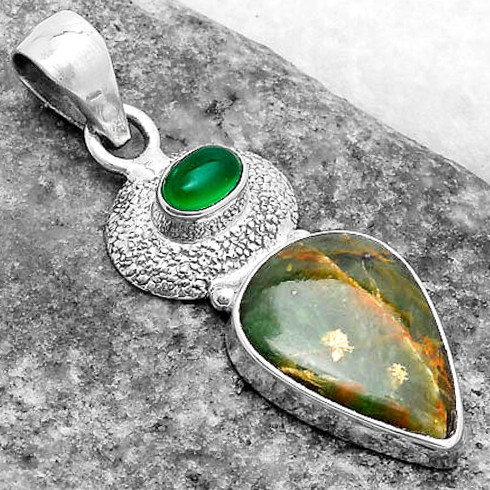 Turquoise Magnesite & Green Onyx Pendant P-1676 SDP119725-2