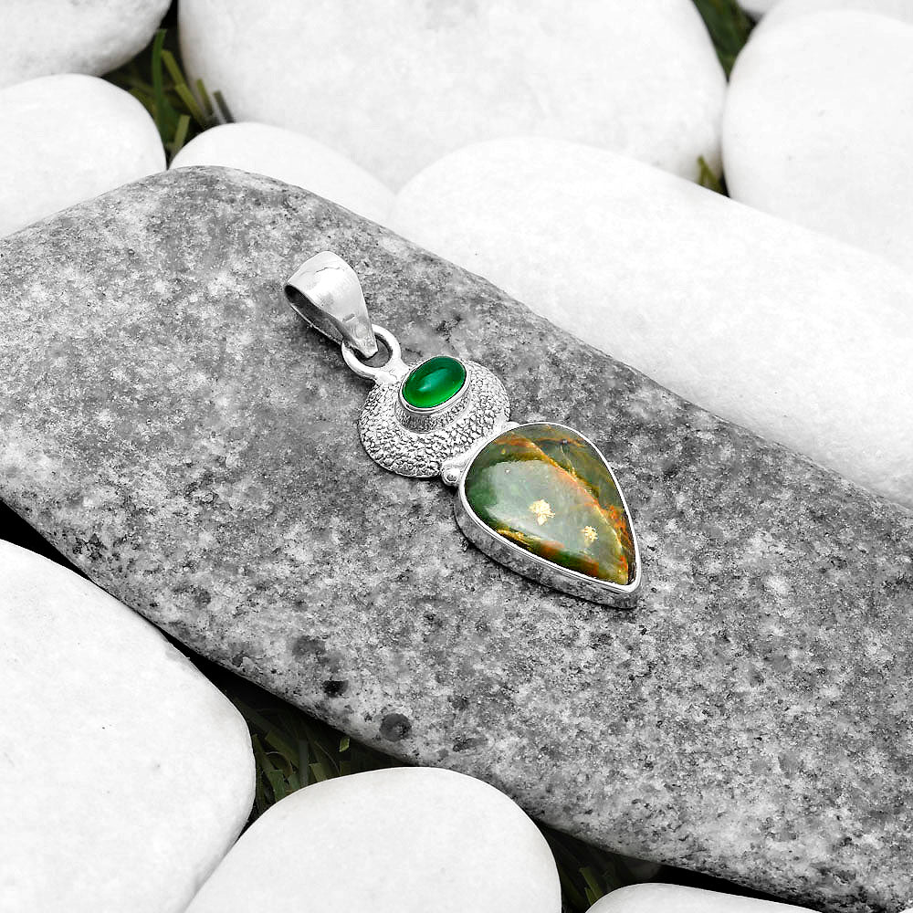 Turquoise Magnesite & Green Onyx Pendant P-1676 SDP119725-1