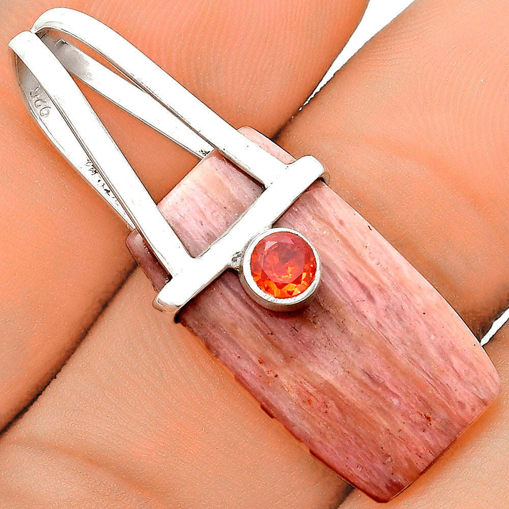 Natural Pink Tulip Quartz & Garnet Pendant P-1563 SDP121564-0