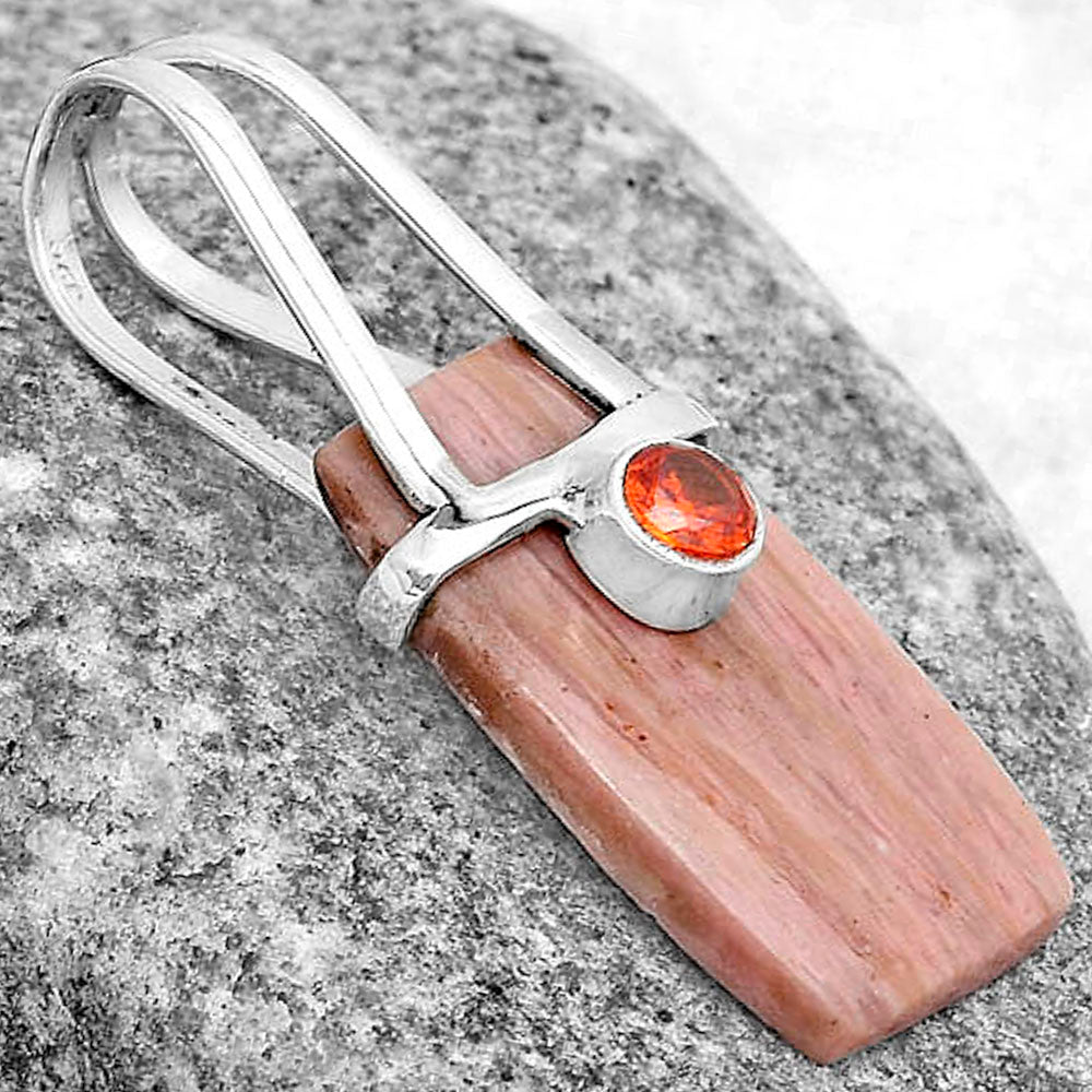 Natural Pink Tulip Quartz & Garnet Pendant P-1563 SDP121564-2