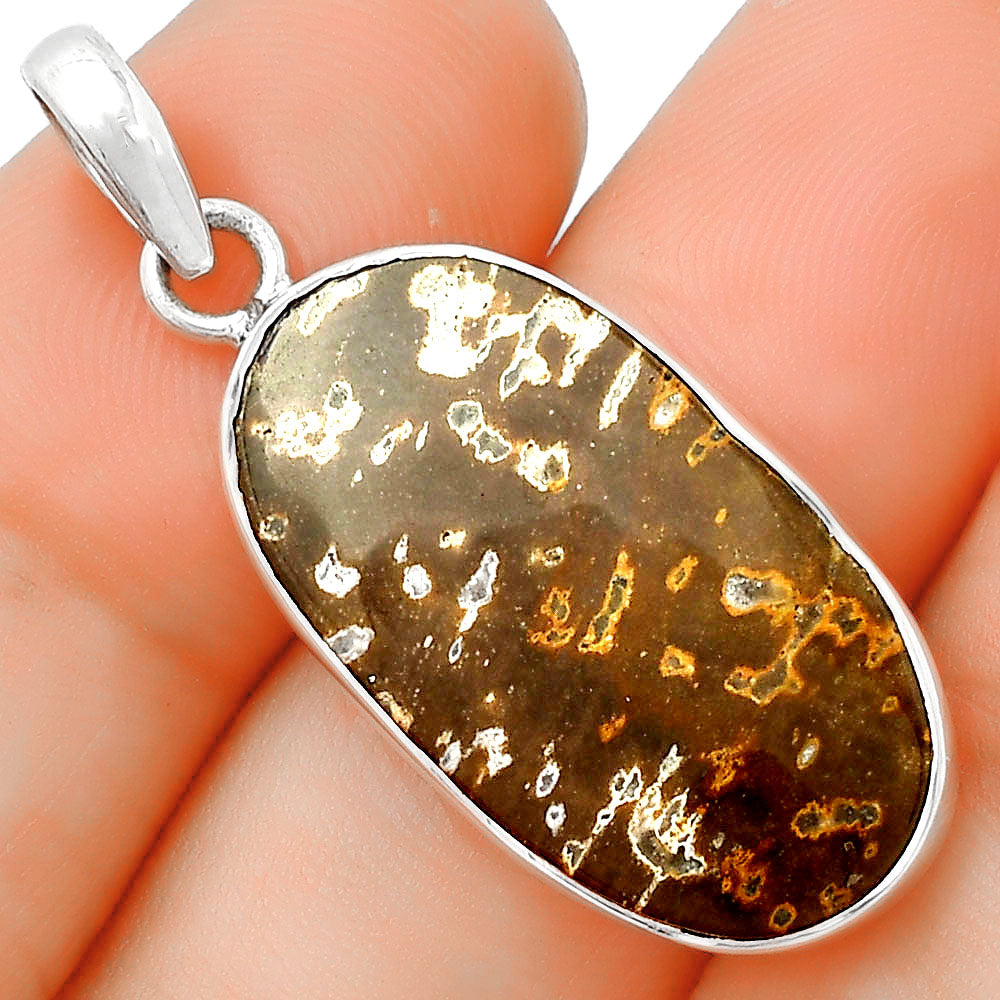 Natural Palm Root Fossil Agate Pendant P-1001 SDP125421-0