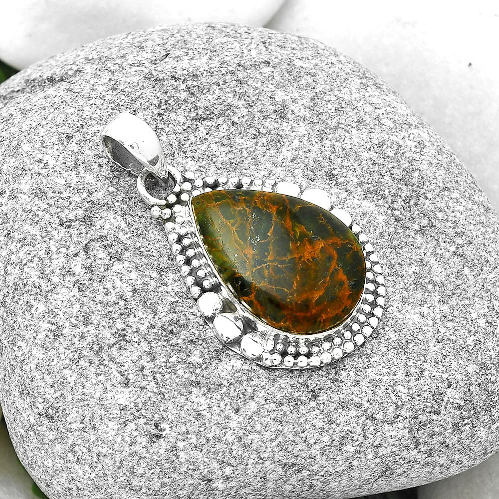 Natural Turkish Rainforest Chrysocolla Pendant P-1677 SDP127306-1