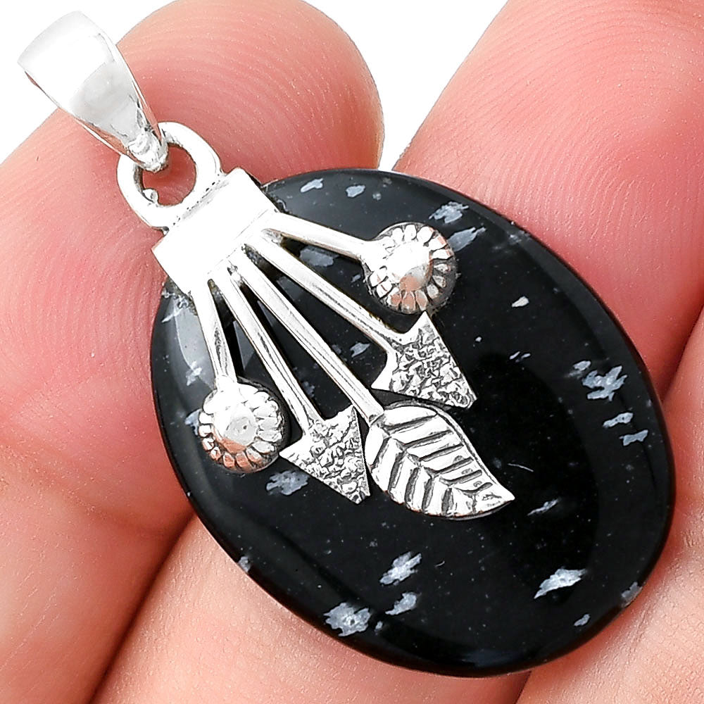 Natural Snow Flake Obsidian Pendant P-1647 SDP127571-0