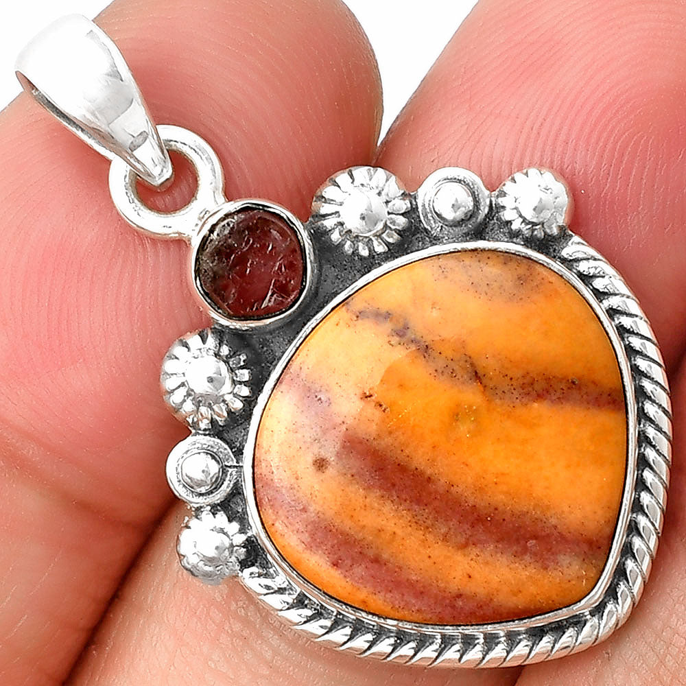 Red Mookaite & Pink Tourmaline Rough Pendant P-1616 SDP137094-0