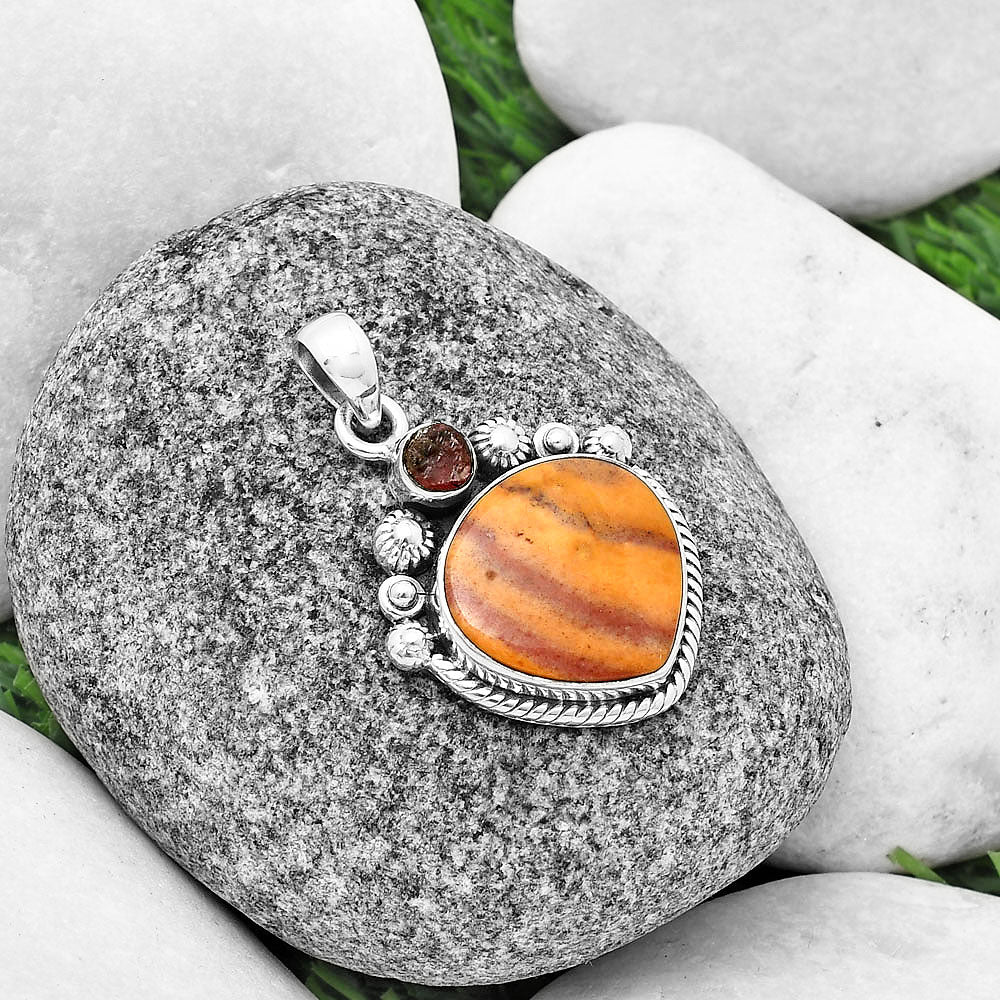 Red Mookaite & Pink Tourmaline Rough Pendant P-1616 SDP137094-1