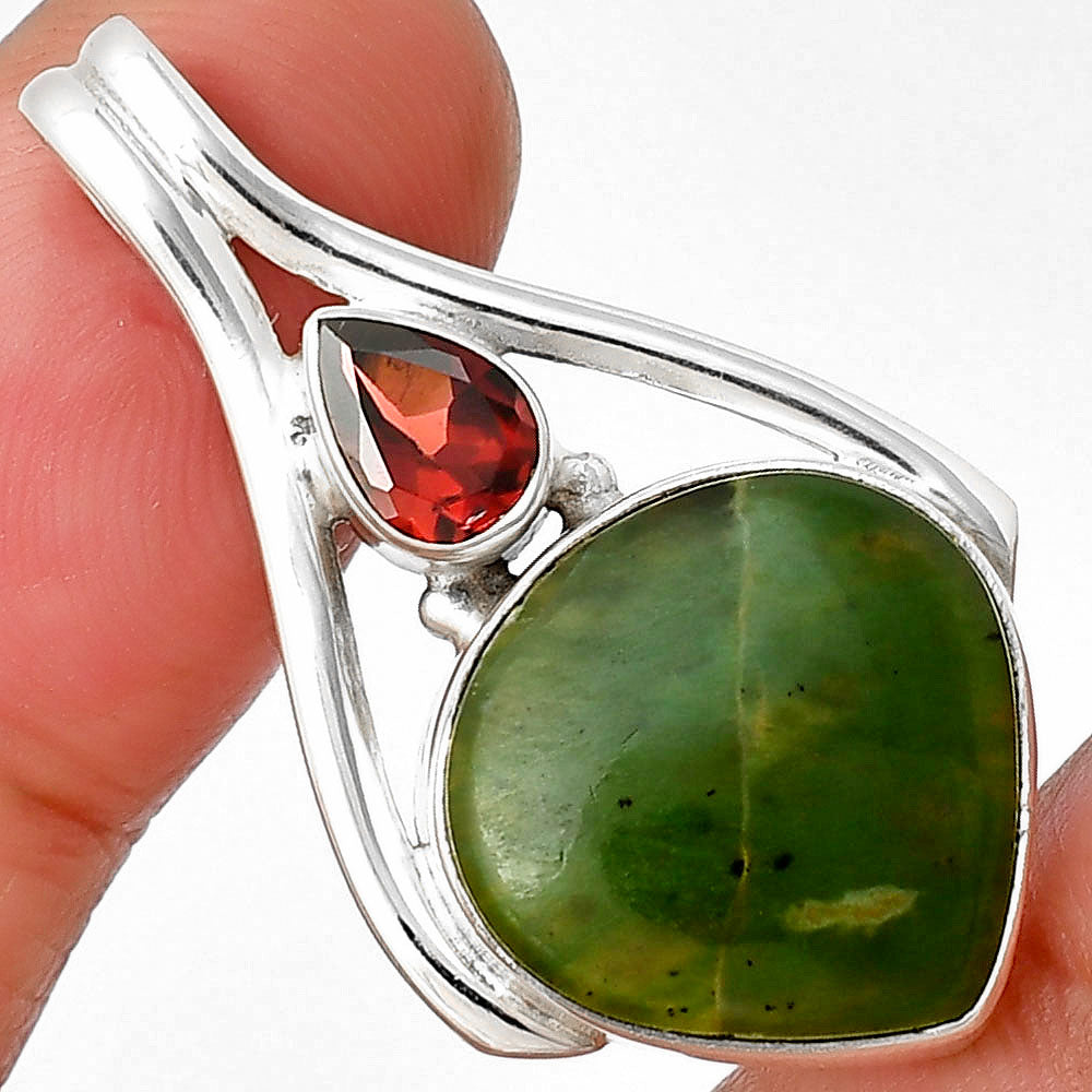 Natural Chrome Chalcedony & Garnet Pendant P-1006 SDP137557-0
