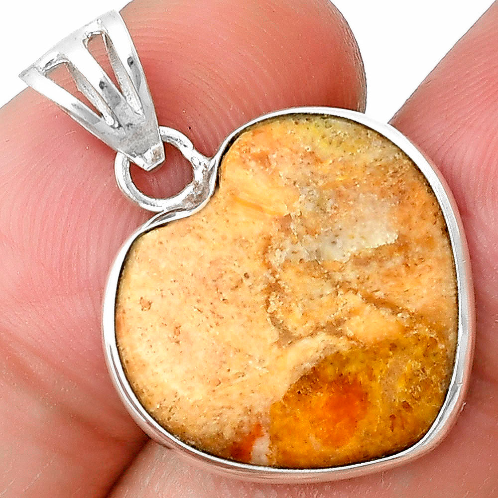 Heart Natural Coral Jasper Pendant P-1043 SDP139068-0