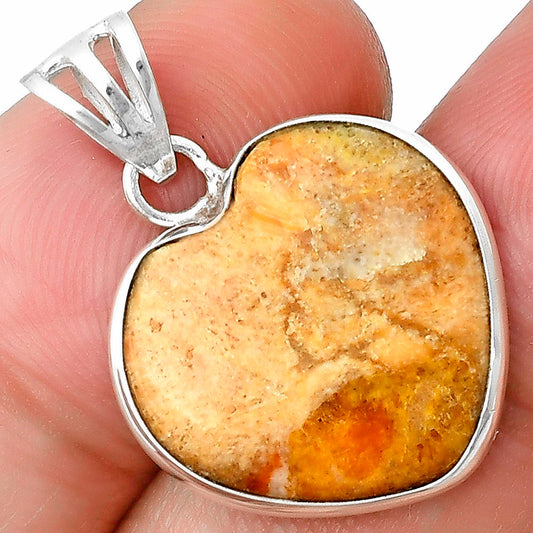 Heart Natural Coral Jasper Pendant P-1043 SDP139068-0