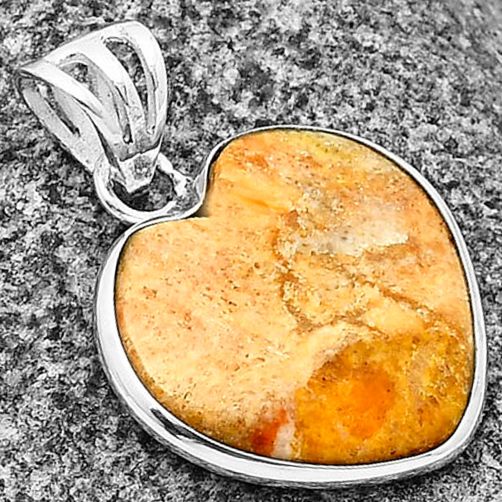 Heart Natural Coral Jasper Pendant P-1043 SDP139068-2