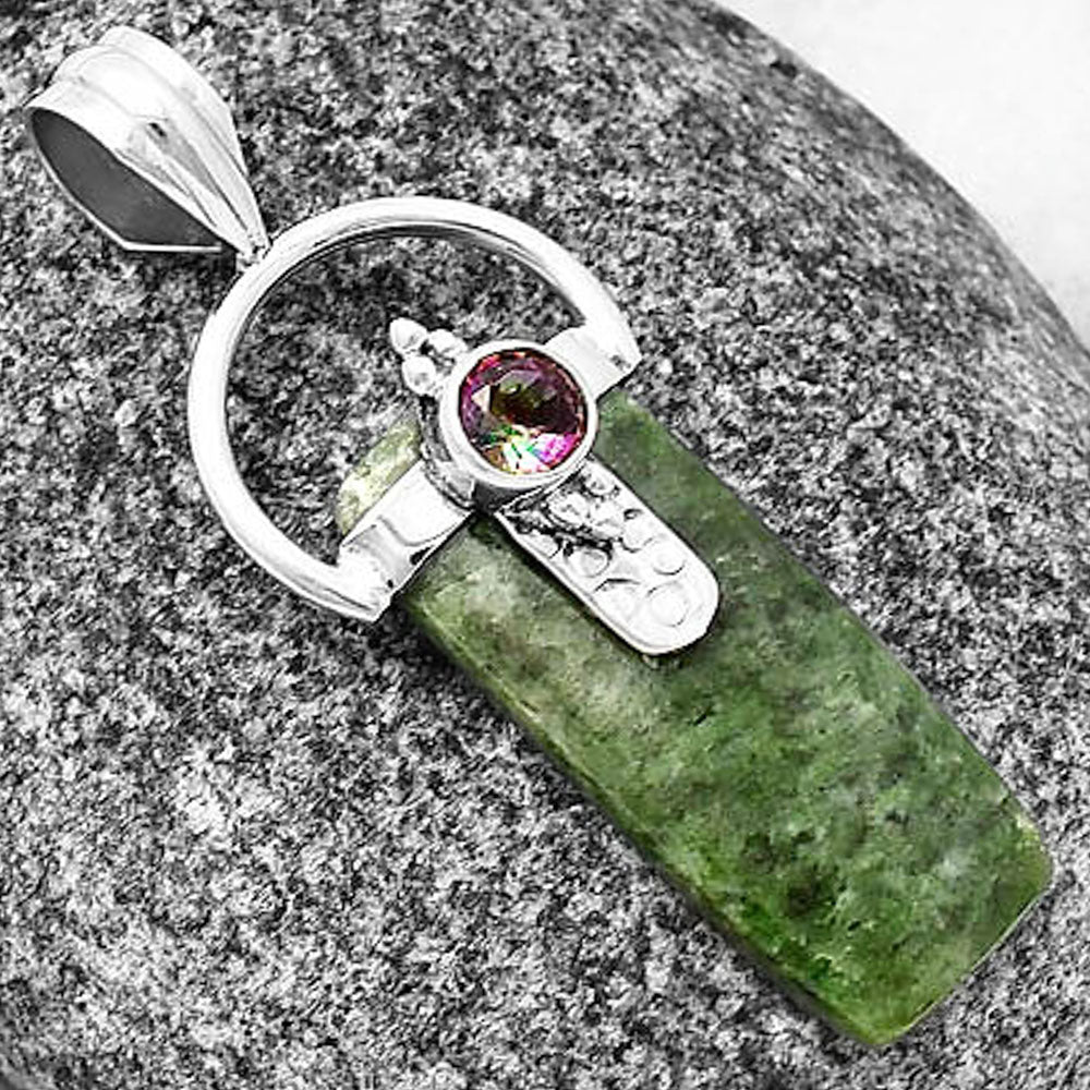 Natural Serpentine & Mystic Topaz Pendant P-1723 SDP141194-2