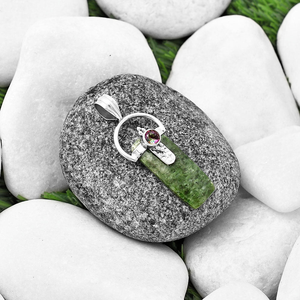 Natural Serpentine & Mystic Topaz Pendant P-1723 SDP141194-1