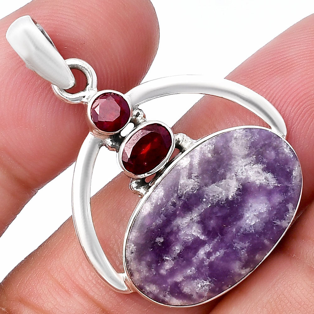 Natural Purple Lepidolite & Garnet Pendant P-1129 SDP143053-0