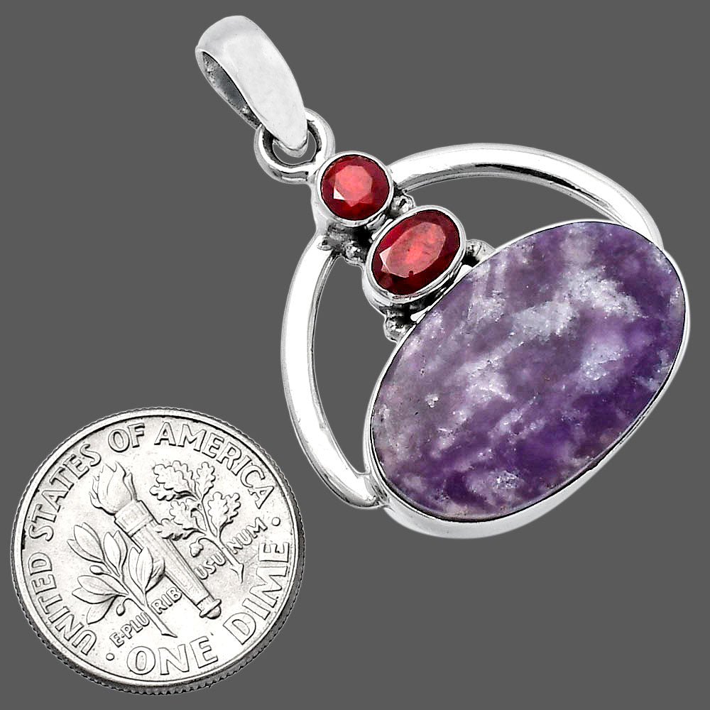 Natural Purple Lepidolite & Garnet Pendant P-1129 SDP143053-2