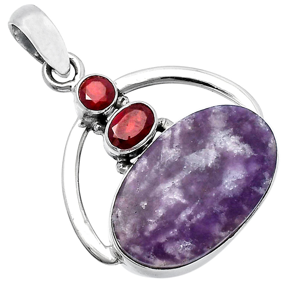 Natural Purple Lepidolite & Garnet Pendant P-1129 SDP143053-1