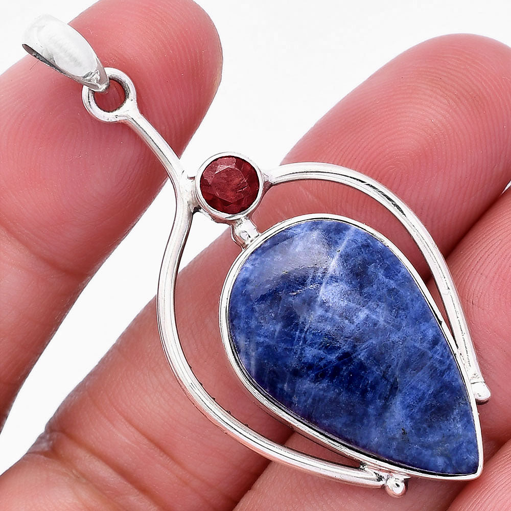 Natural Sodalite & Garnet Pendant P-1250 SDP146657-0