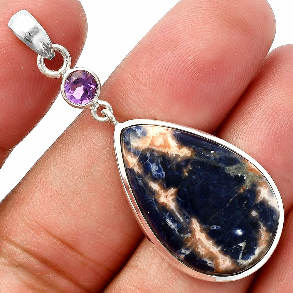 Natural Sodalite & Amethyst Pendant P-1531 SDP147580-0