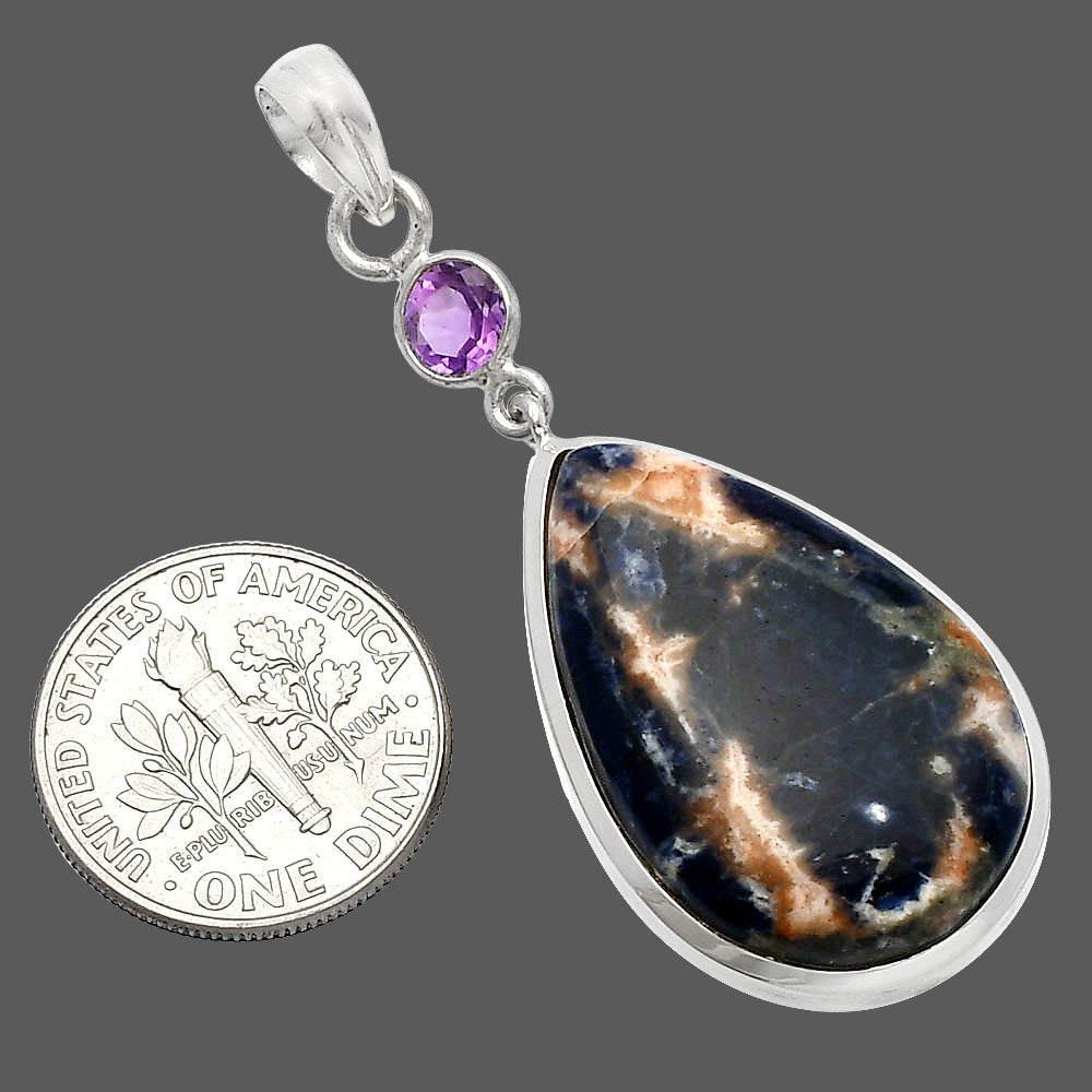 Natural Sodalite & Amethyst Pendant P-1531 SDP147580-2