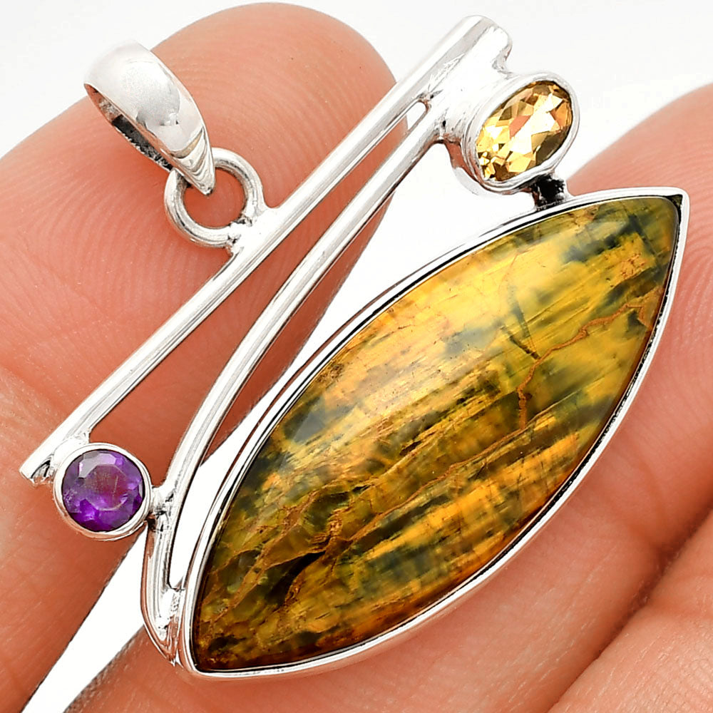 Natural Nellite, Citrine & Amethyst Pendant P-1286 SDP148386-0