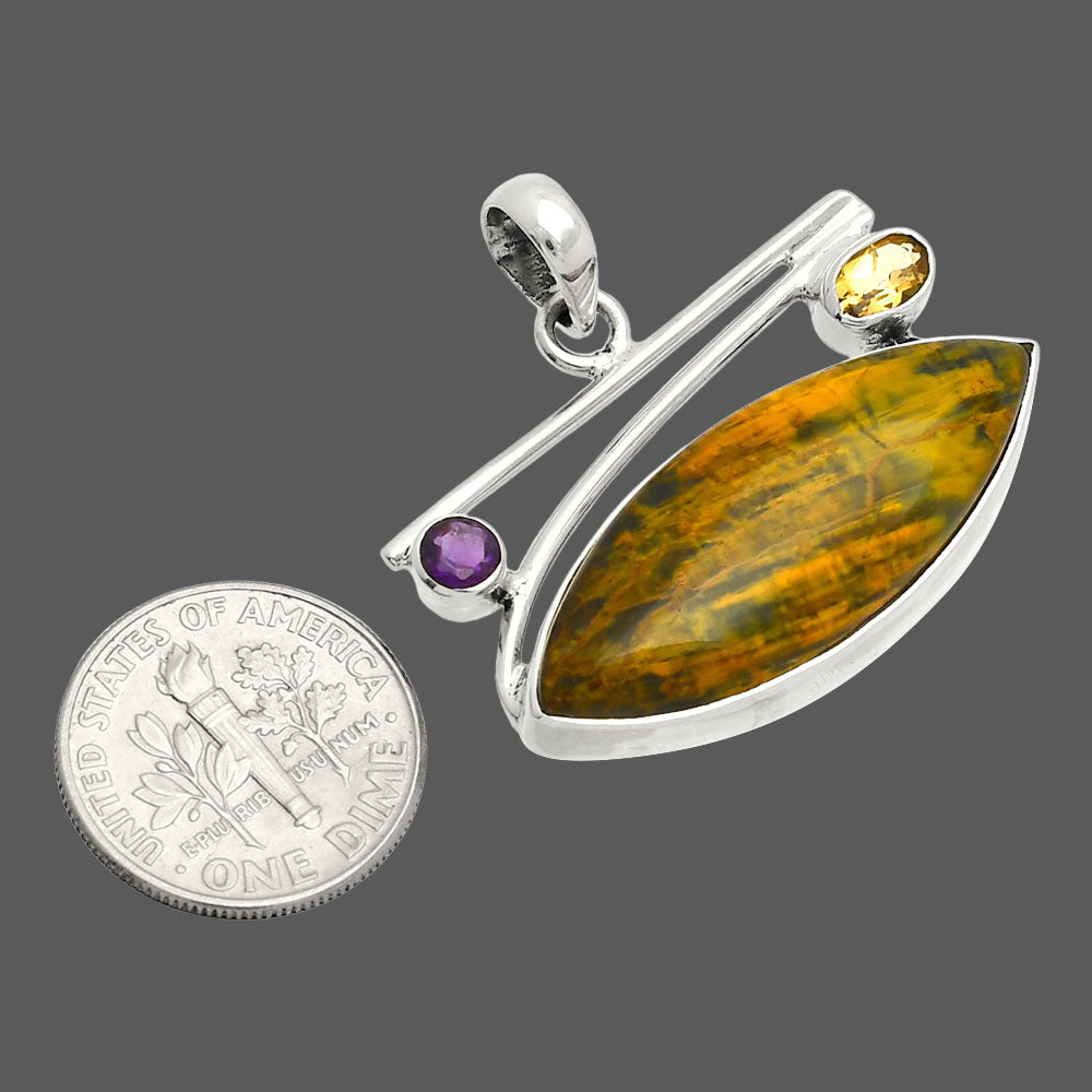 Natural Nellite, Citrine & Amethyst Pendant P-1286 SDP148386-2