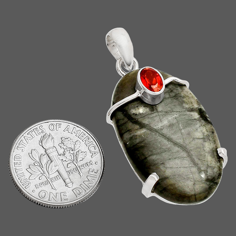 Natural Picasso Jasper & Garnet Pendant P-1386 SDP148485-2