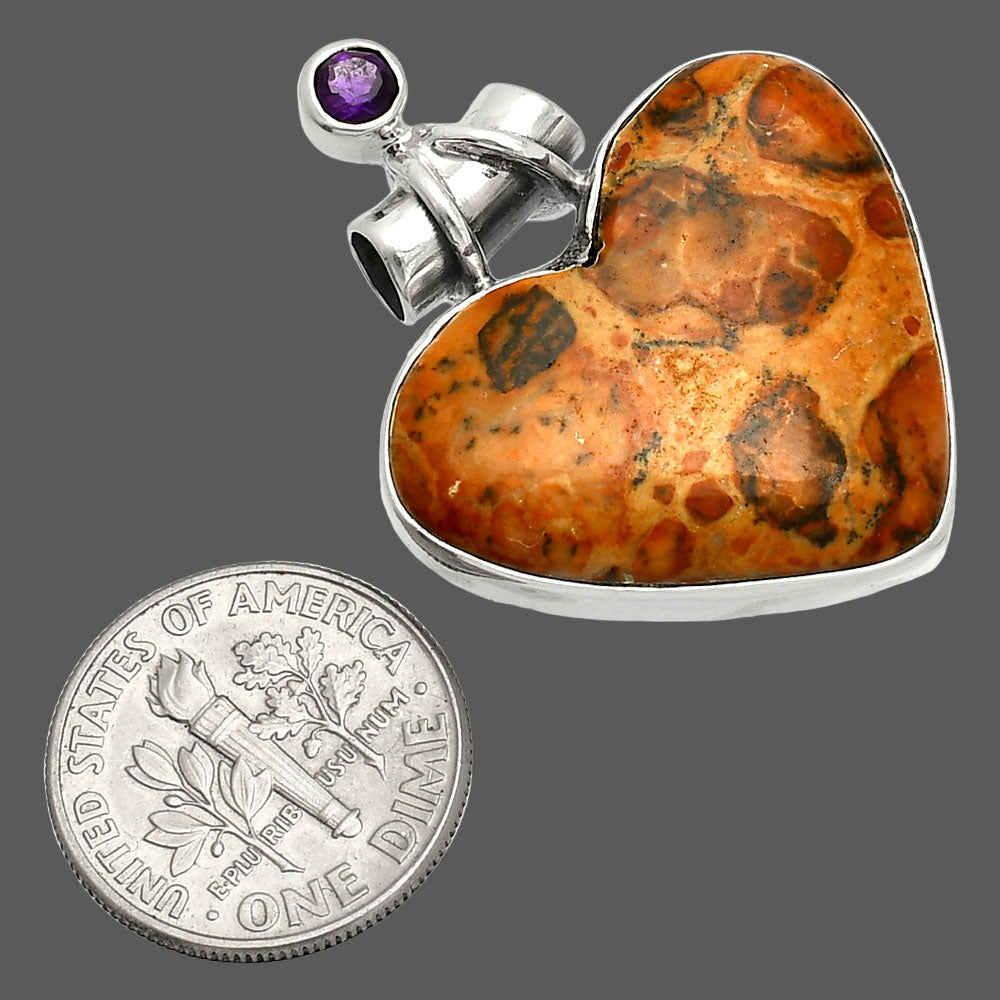 Heart - Leopardite Jasper & Amethyst Pendant P-1159 SDP149698-2