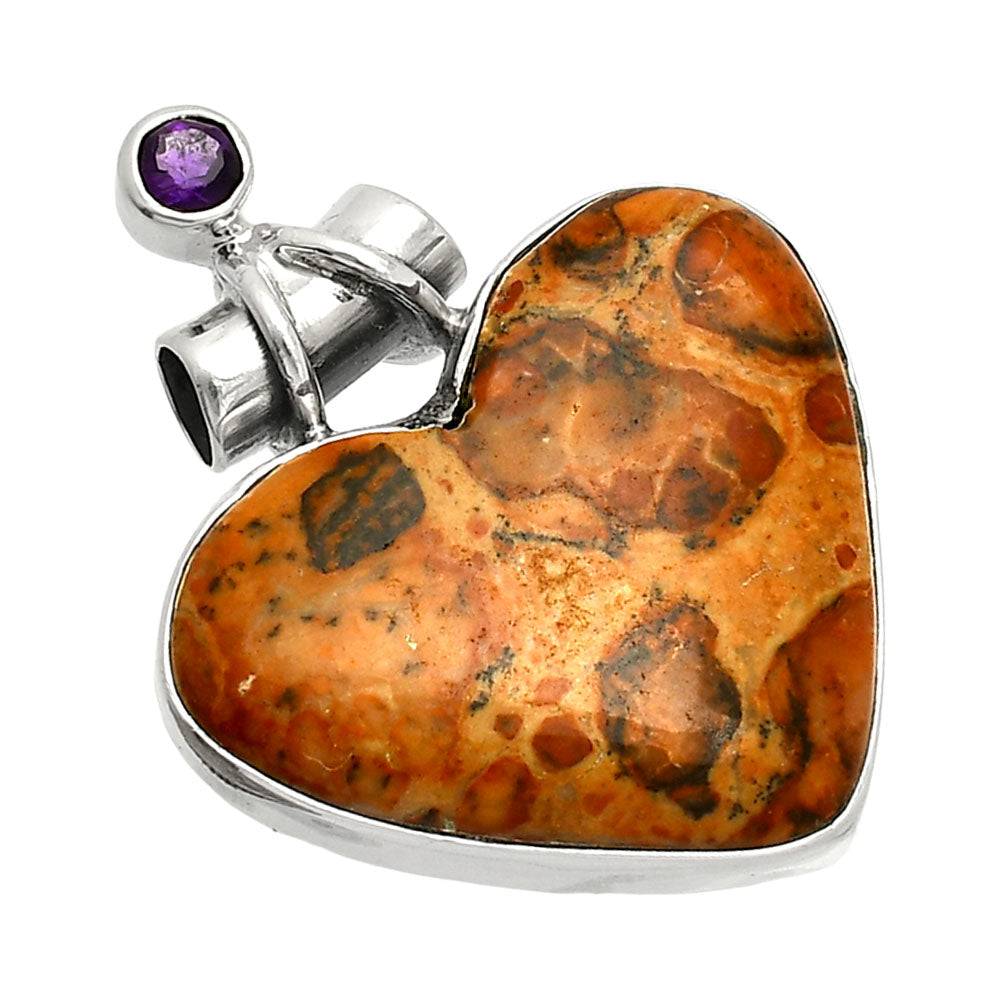 Heart - Leopardite Jasper & Amethyst Pendant P-1159 SDP149698-1
