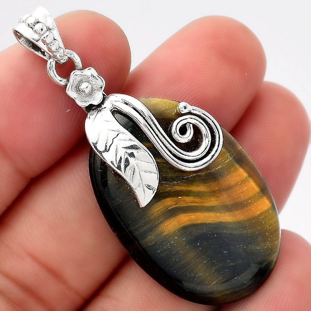 Natural Blue Tiger Eye Pendant P-1582 SDP156145-0
