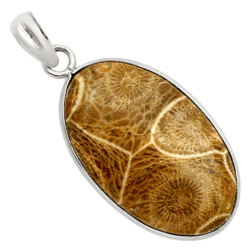 Natural Flower Fossil Coral Pendant P-1001 SDP158030-0