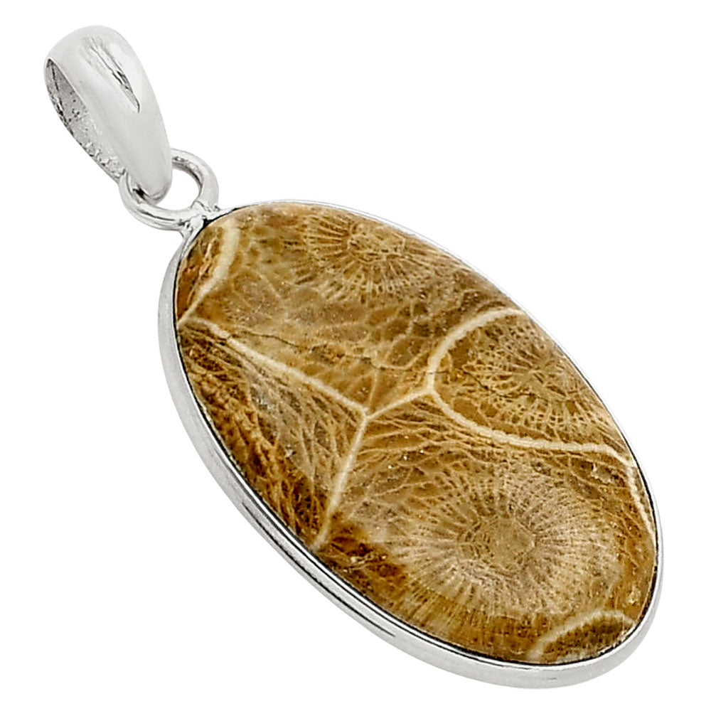 Natural Flower Fossil Coral Pendant P-1001 SDP158030-1