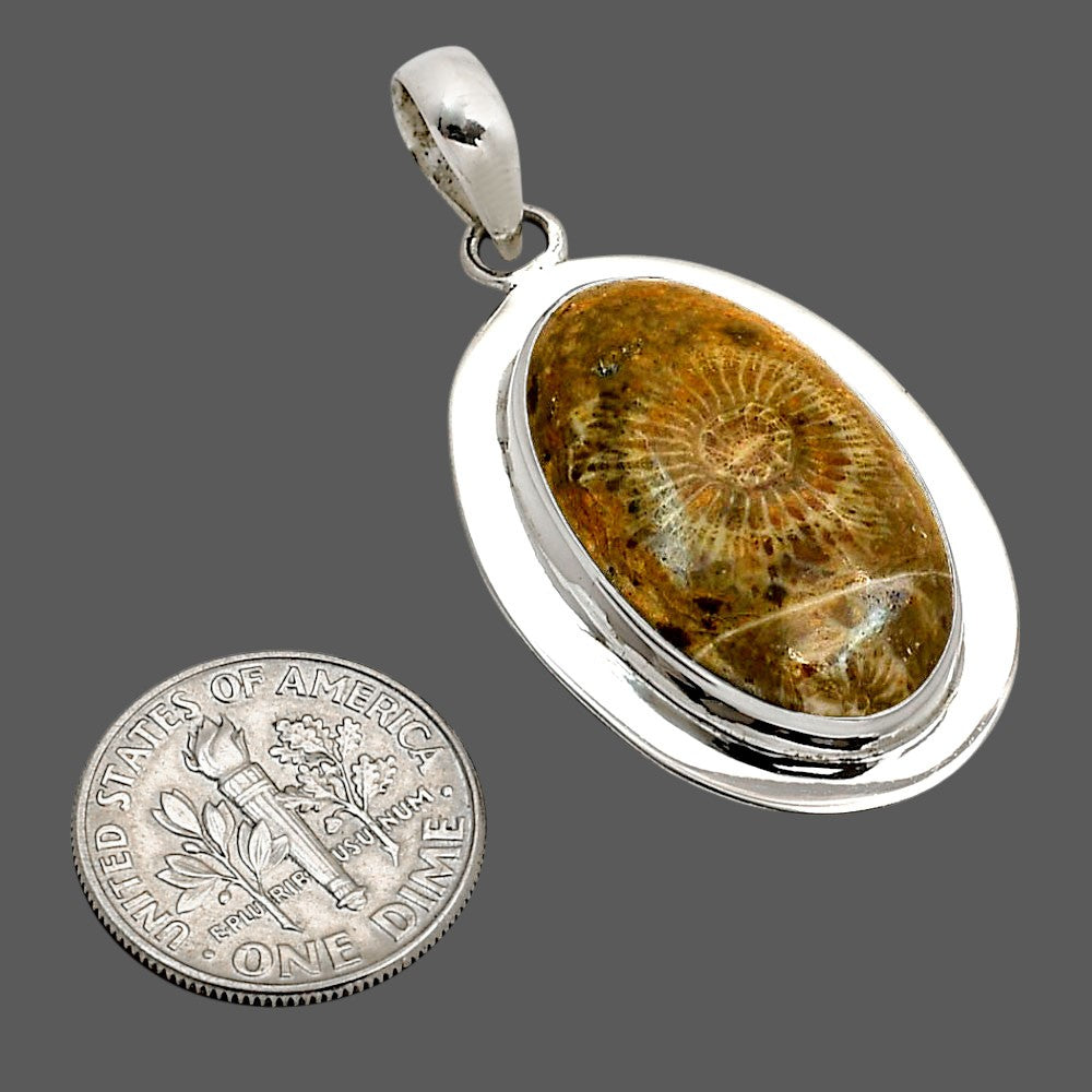 Flower Fossil Coral Pendant P-1076 SDP158244-1