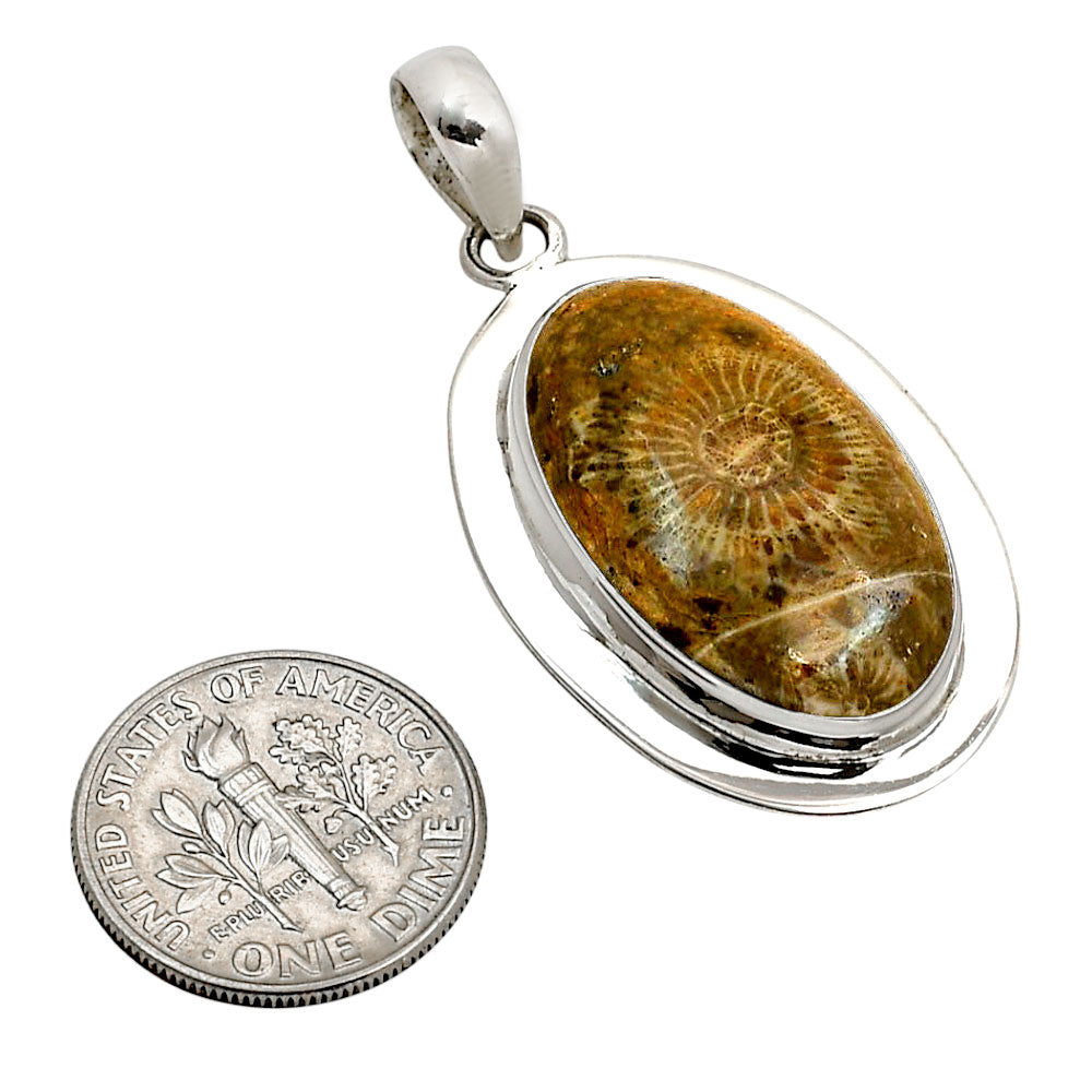 Flower Fossil Coral Pendant P-1076 SDP158244-2
