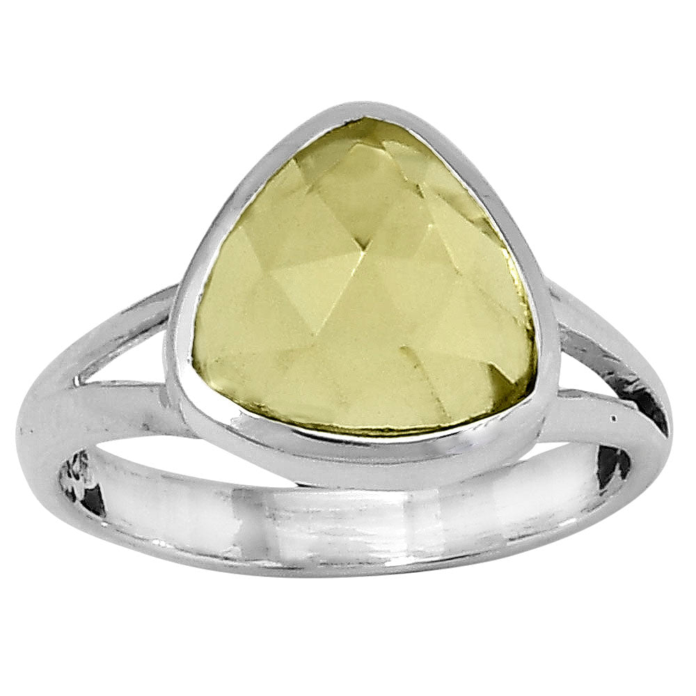 Faceted Natural Lemon Quartz Ring size-7.5 R-1005 SDR153478-1