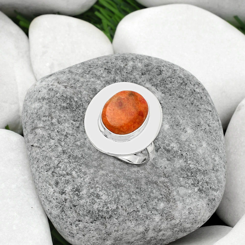 Natural Red Sponge Coral Ring size-8 R-1082 SDR160145-2