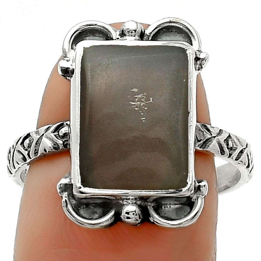 Natural Gray Moonstone Ring size-8.5 R-1103 SDR163613-0