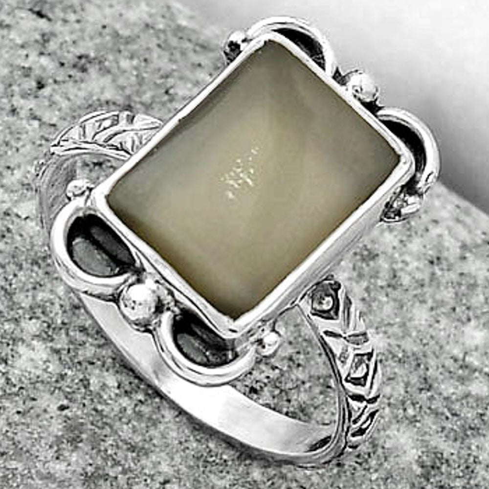 Natural Gray Moonstone Ring size-8.5 R-1103 SDR163613-2