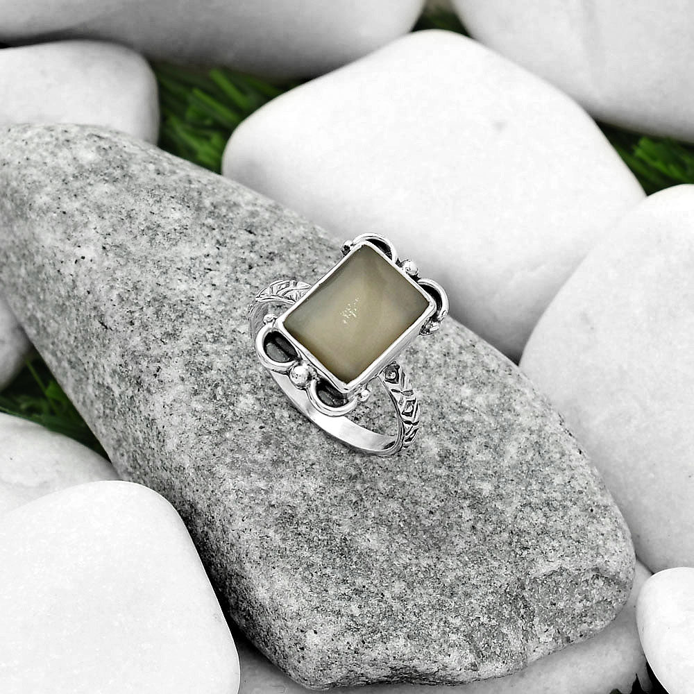 Natural Gray Moonstone Ring size-8.5 R-1103 SDR163613-1