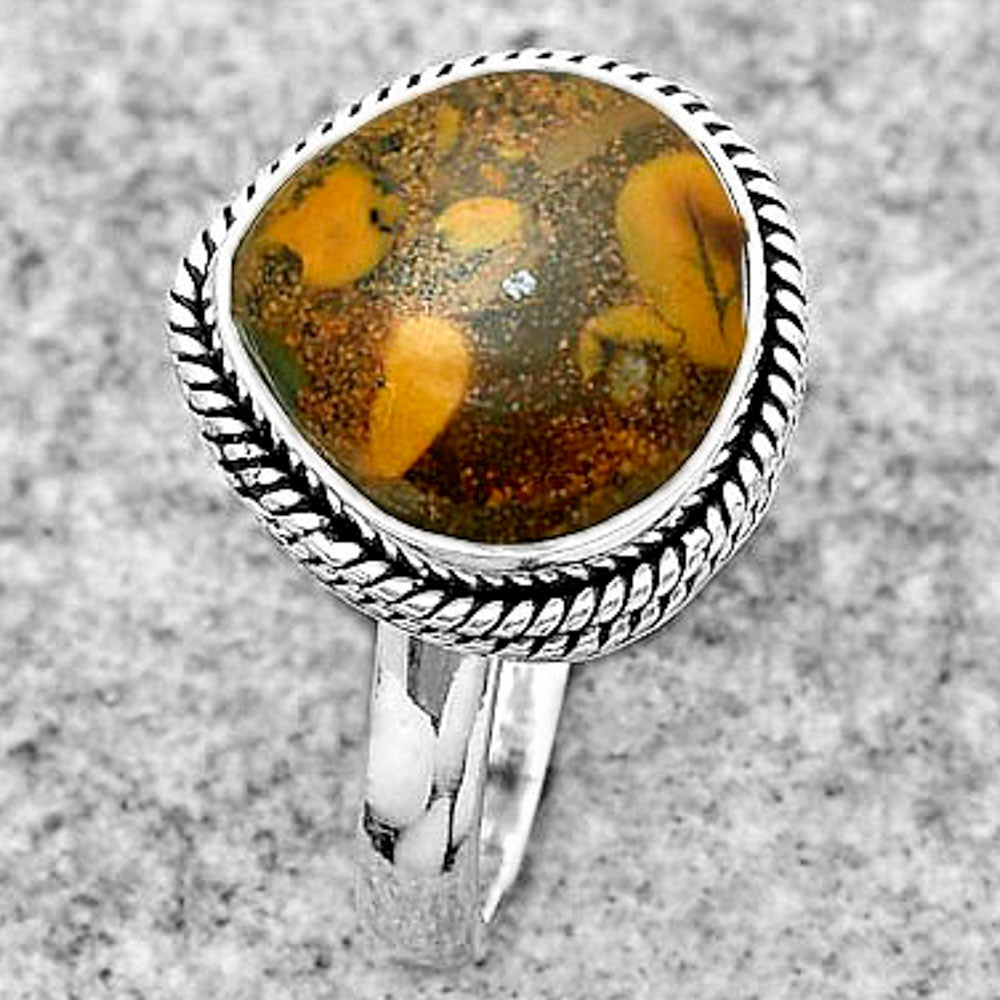 Natural Coquina Fossil Jasper India Ring size-8 R-1009 SDR180343-2