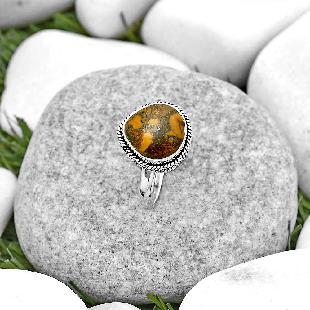 Natural Coquina Fossil Jasper India Ring size-8 R-1009 SDR180343-1