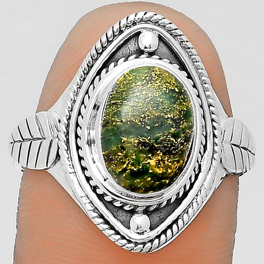 Natural Green Fuchsite Ring size-8.5 R-1258 SDR200036-0