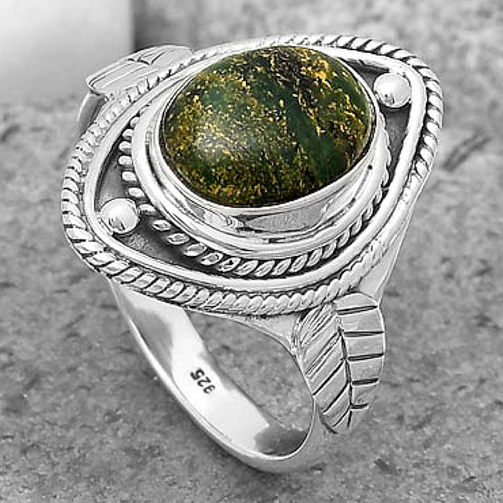 Natural Green Fuchsite Ring size-8.5 R-1258 SDR200036-2