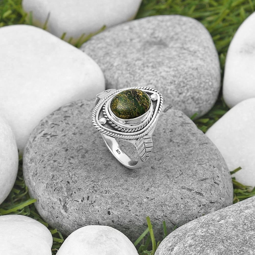 Natural Green Fuchsite Ring size-8.5 R-1258 SDR200036-1