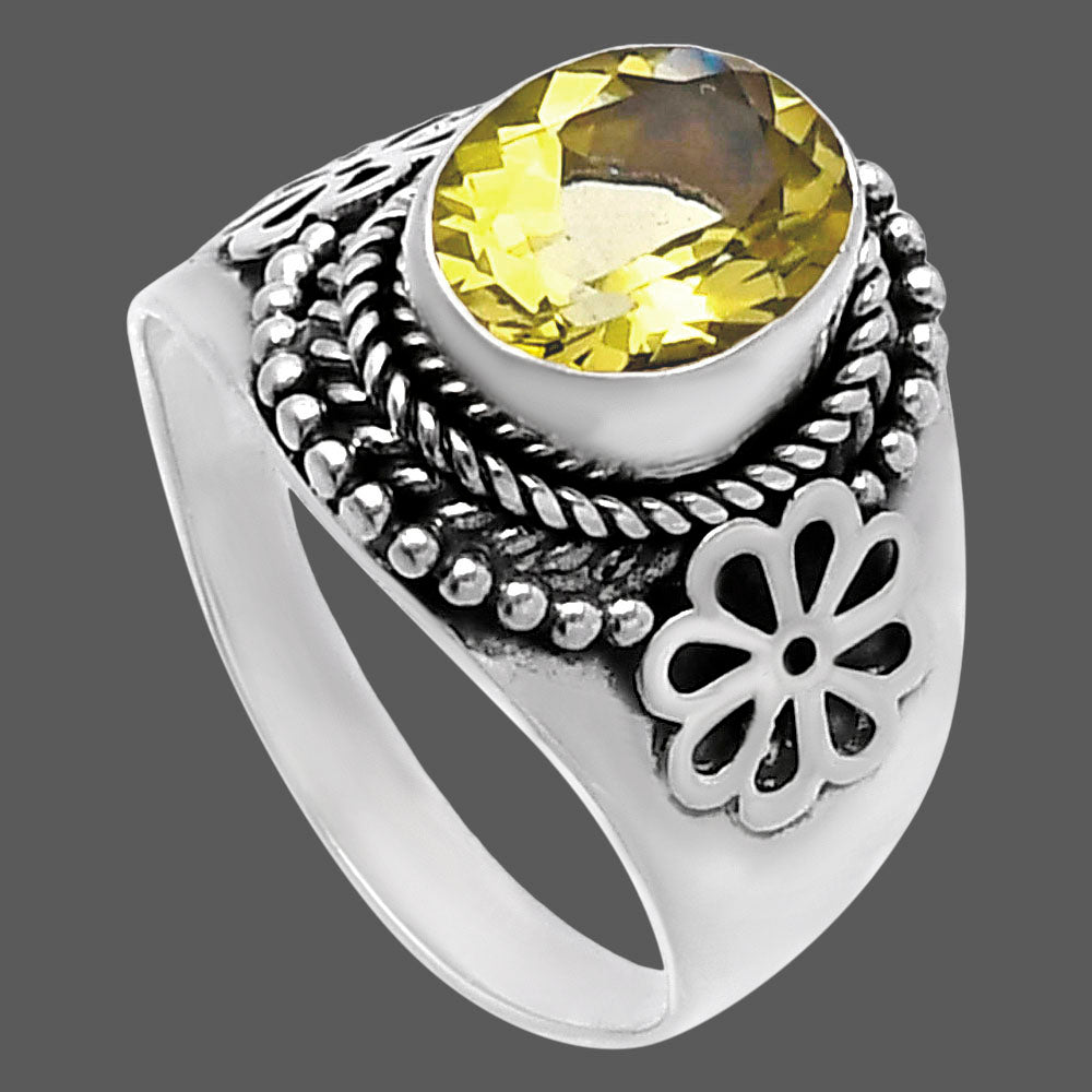 Natural Lemon Quartz Ring size-9 R-1541 SDR224628-2
