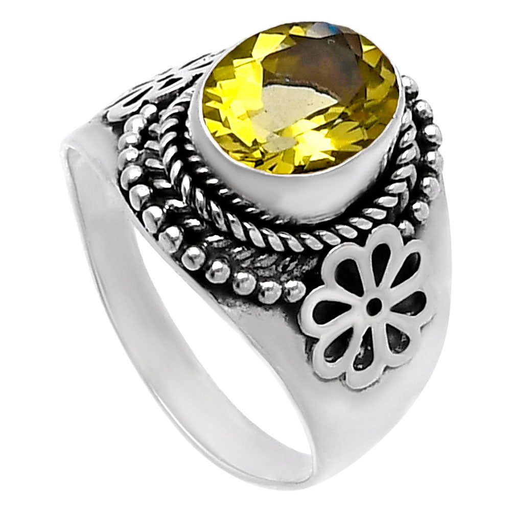 Natural Lemon Quartz Ring size-9 R-1541 SDR224628-1