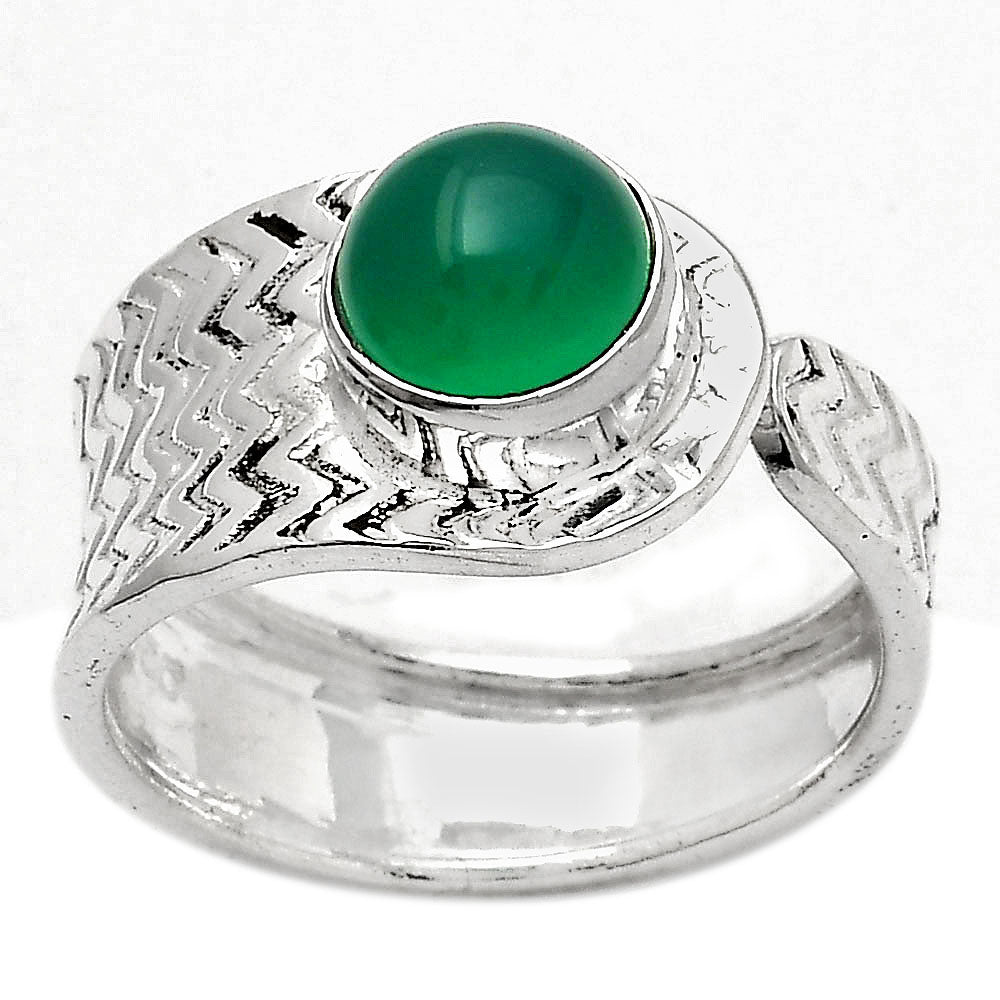 Adjustable - Natural Green Onyx Ring size-7.5 R-1381 SDR246950-0
