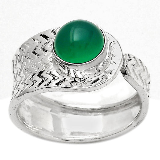 Adjustable - Natural Green Onyx Ring size-7.5 R-1381 SDR246950-0