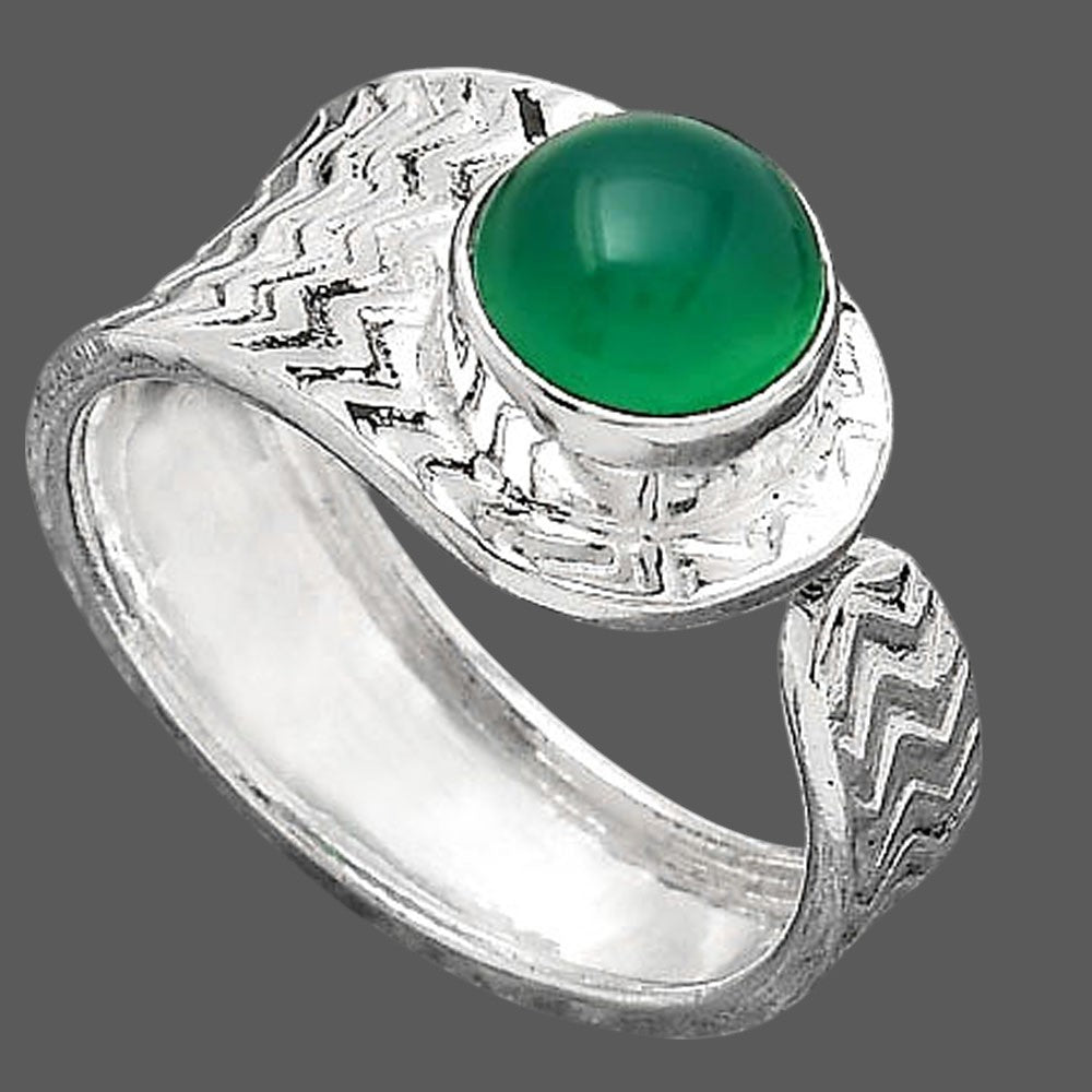 Adjustable - Natural Green Onyx Ring size-7.5 R-1381 SDR246950-2