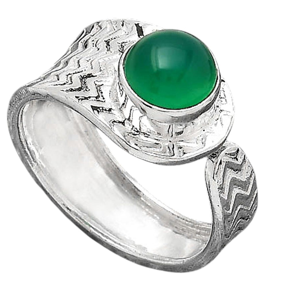 Adjustable - Natural Green Onyx Ring size-7.5 R-1381 SDR246950-1