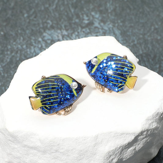 Pearl Confetti Glittered Tropical Fish Stud Earrings