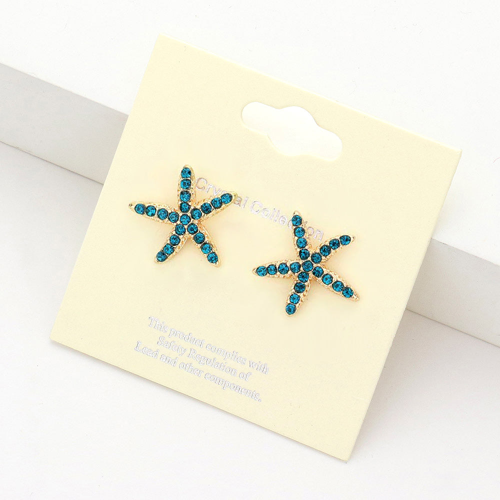 Crystal Starfish Stud Earrings