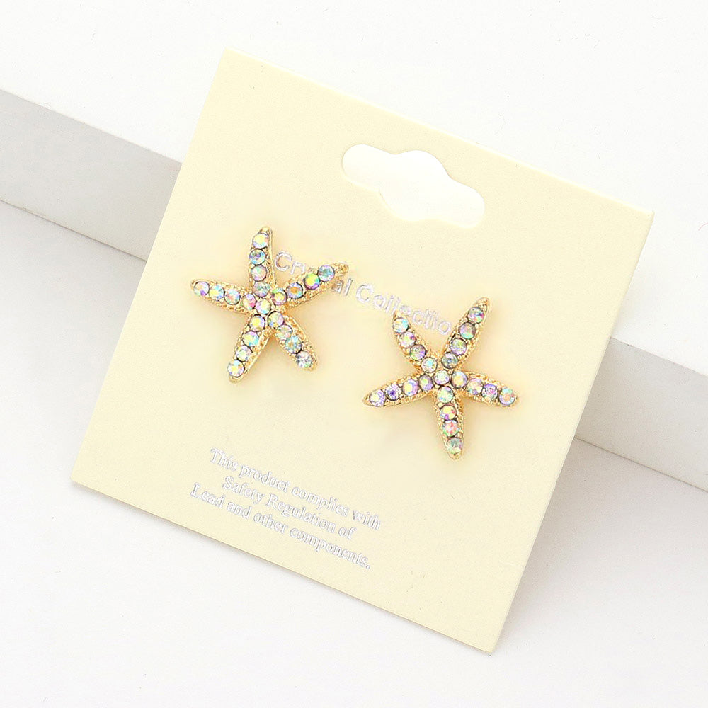 Crystal Starfish Stud Earrings